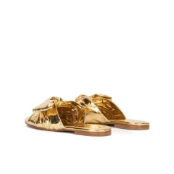 Quetty Claquettes en cuir synthétique métallisé doré