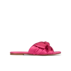 Quetty Claquettes en satin rose fuchsia à nœuds