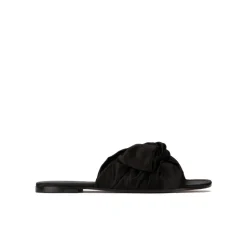 Quetty Claquettes en satin noir à nœuds