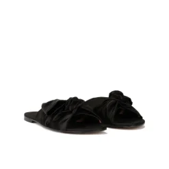 Quetty Claquettes en satin noir à nœuds