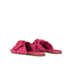 Quetty Claquettes en satin rose fuchsia à nœuds