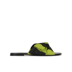 Quetty Claquettes en tissu imprimé vert et noir