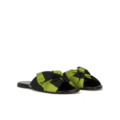 Quetty Claquettes en tissu imprimé vert et noir