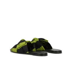 Quetty Claquettes en tissu imprimé vert et noir