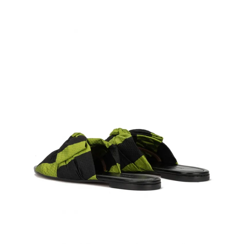 Quetty Claquettes en tissu imprimé vert et noir