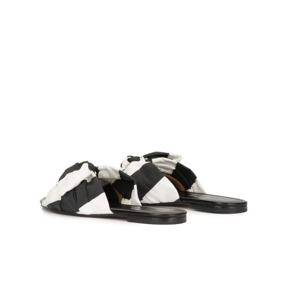 Quetty Claquettes en tissu imprimé blanc et noir