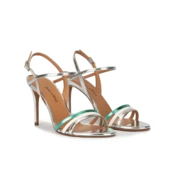 Quillet Sandales à talons hauts en cuir métallisé multicolore