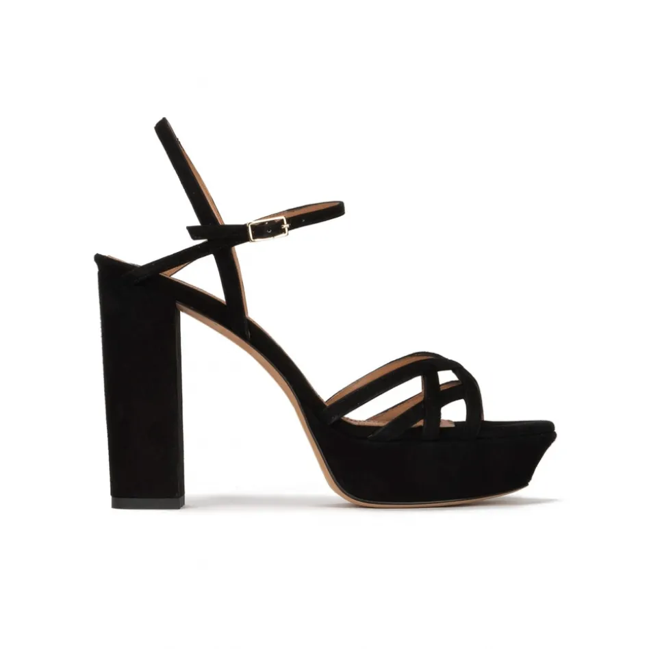 Quinea Sandales plates-formes en daim noir