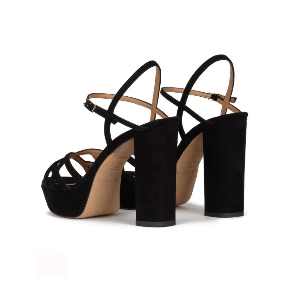 Quinea Sandales plates-formes en daim noir