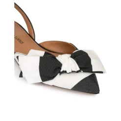 Quinette Chaussures plates à brides et à bouts pointus en tissu blanc et noir