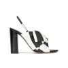 Quirina Sandales à talons épais en tissu blanc et noir