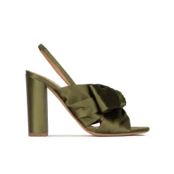 Quirina Sandales à talons épais en satin vert kaki