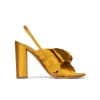 Quirina Sandales à talons épais en satin jaune moutarde