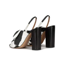 Quirina Sandales à talons épais en tissu blanc et noir