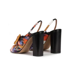 Quirina Sandales à talons épais en tissu à imprimé fleuri