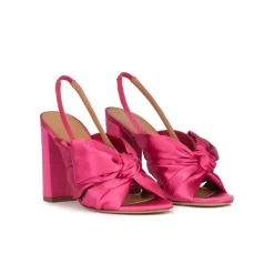 Quirina Sandales à talons épais en satin fuchsia