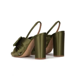 Quirina Sandales à talons épais en satin vert kaki