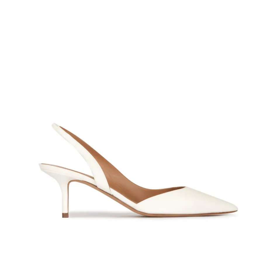 Simonique Escarpins à brides en cuir blanc cassé