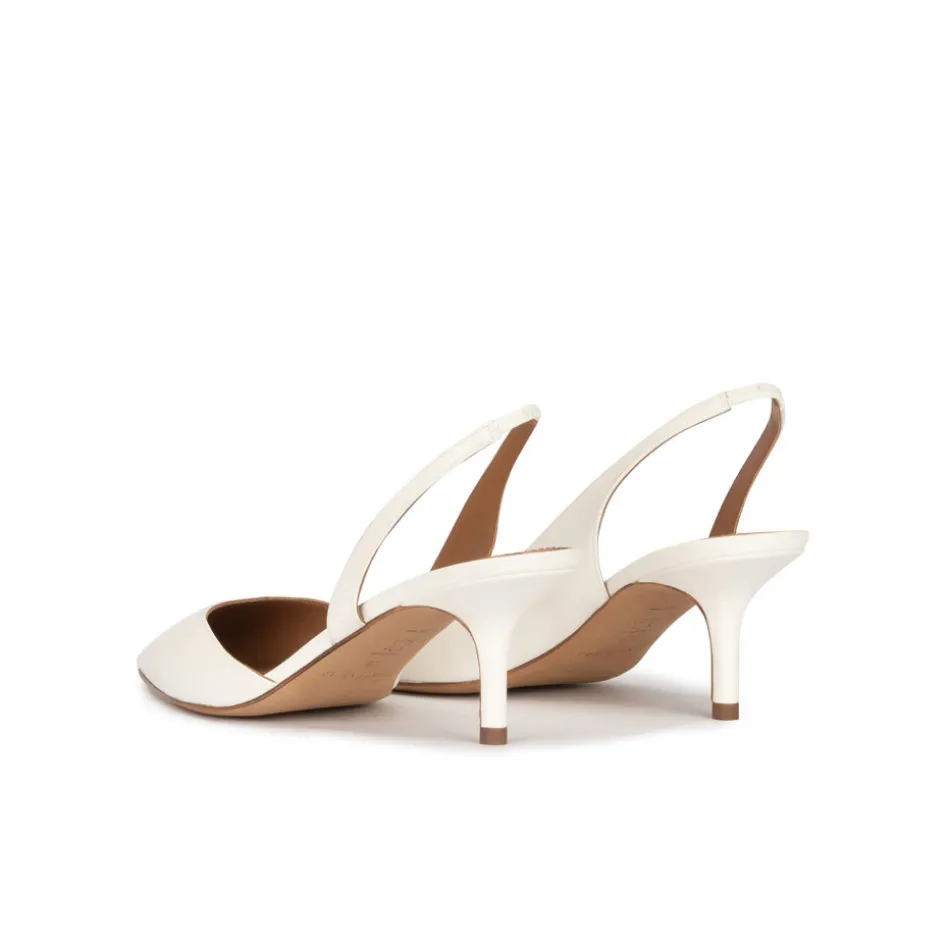 Simonique Escarpins à brides en cuir blanc cassé