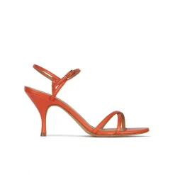 Sonique Sandales à talons moyens en cuir orange