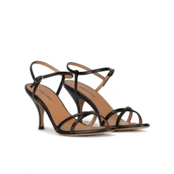 Sonique Sandales à talons moyens en cuir noir