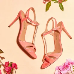 Turquesa Sandales à talons hauts en daim rose corail
