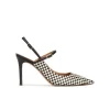 Unique Escarpins à talons hauts en raphia noir et blanc