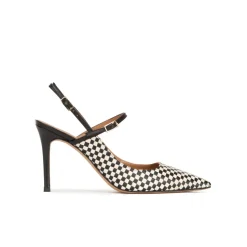 Unique Escarpins à talons hauts en raphia noir et blanc