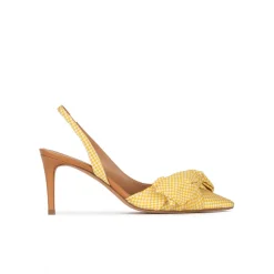 Veronique Escarpins à brides en tissu à carreaux blanc et jaune
