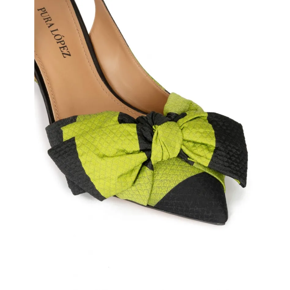 Veronique Escarpins à brides en vert et noir à nœuds