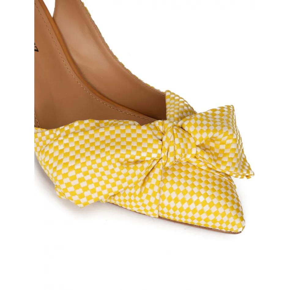 Veronique Escarpins à brides en tissu à carreaux blanc et jaune