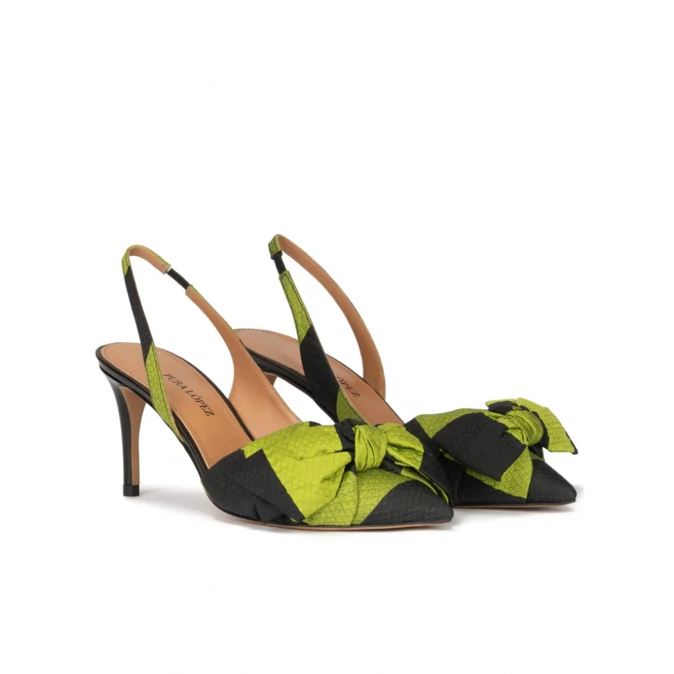 Veronique Escarpins à brides en vert et noir à nœuds
