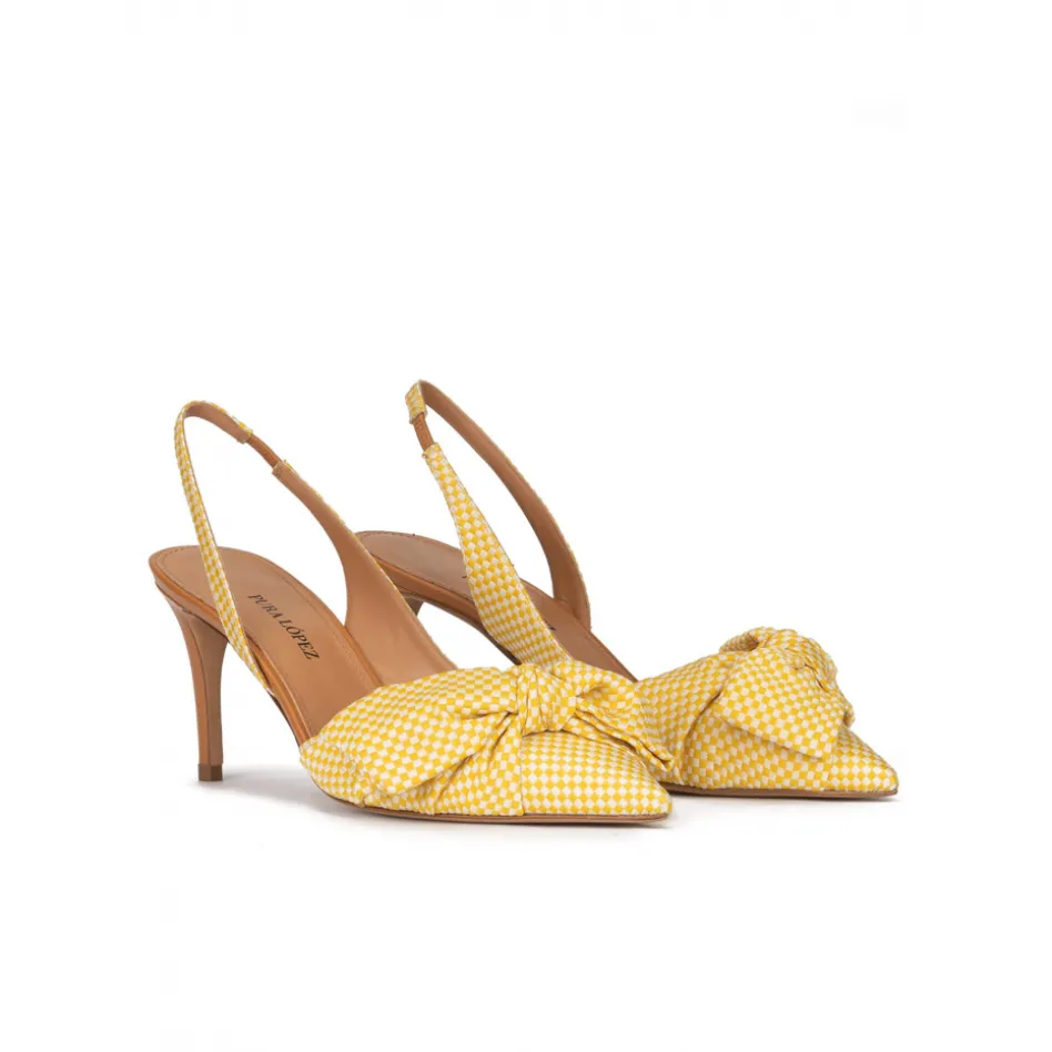 Veronique Escarpins à brides en tissu à carreaux blanc et jaune