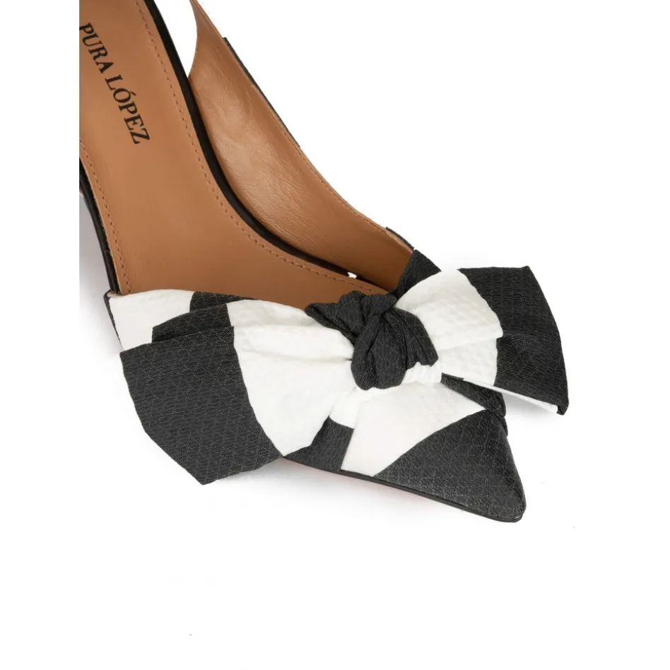 Veronique Escarpins à brides en noir et blanc à n?uds