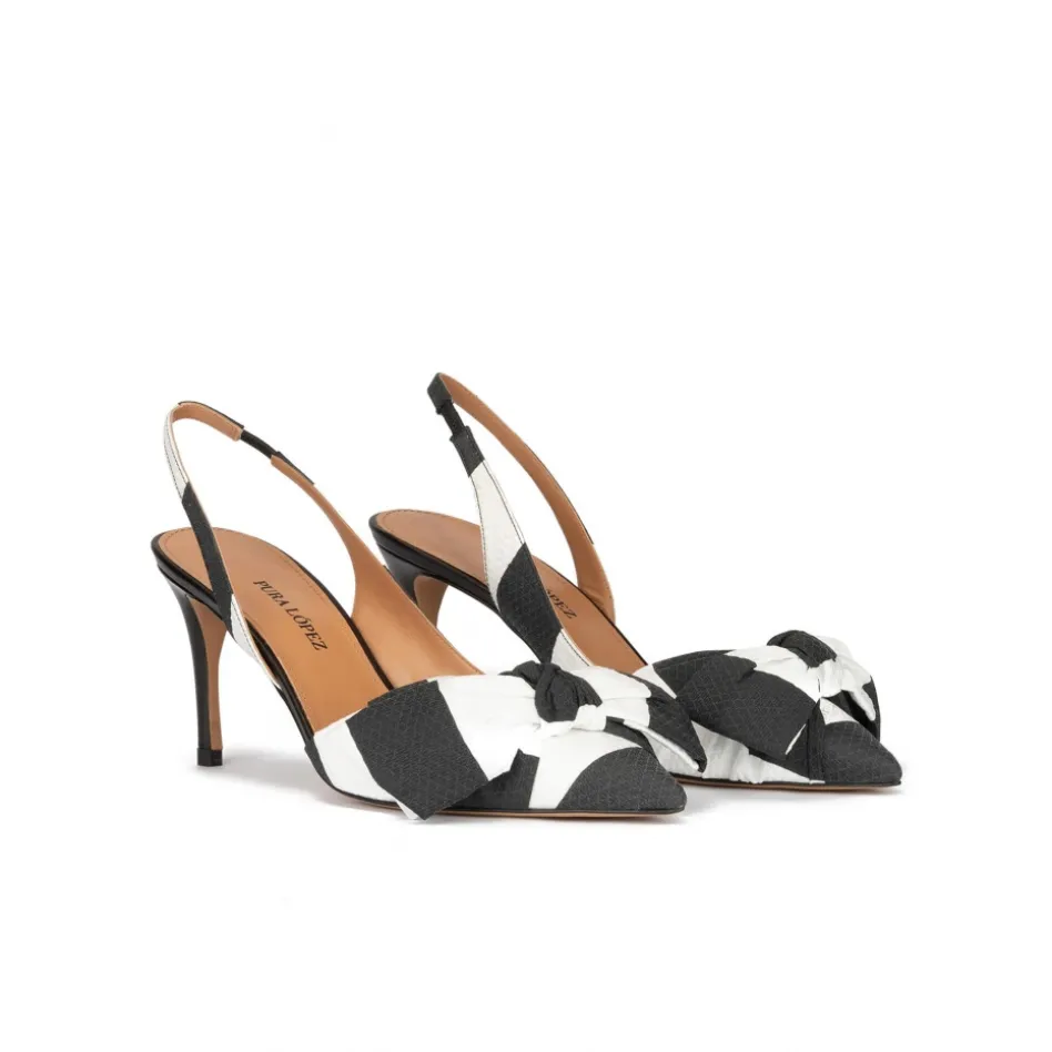 Veronique Escarpins à brides en noir et blanc à n?uds